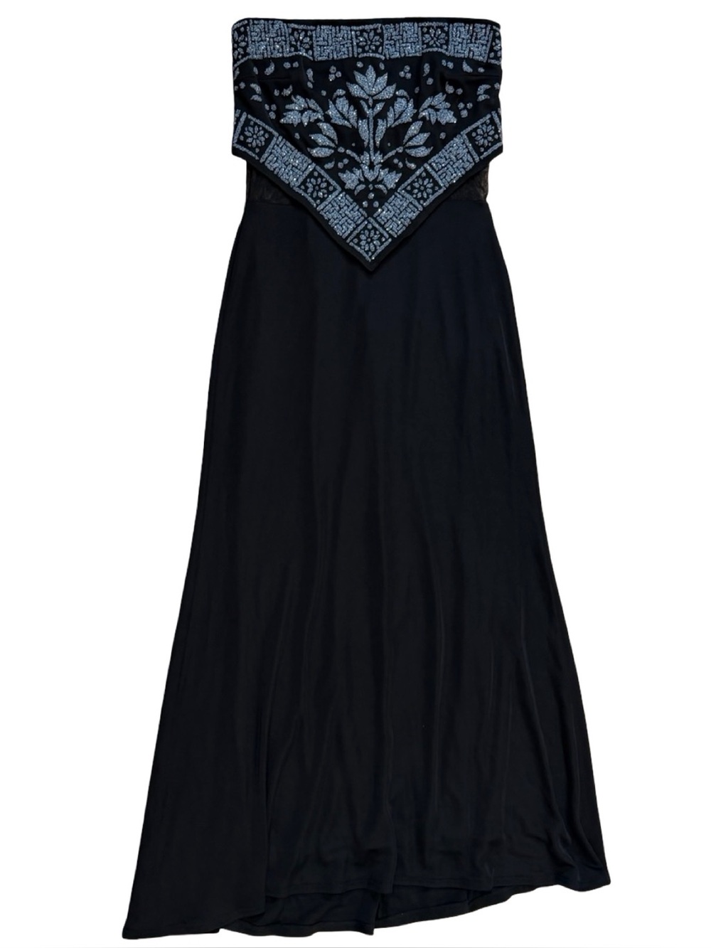 Vintage Tadashi Black Beaded Strapless Gown